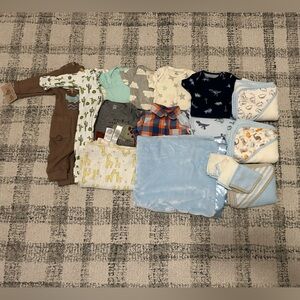Baby Clothes, Blankets and Towel 22 item Lot